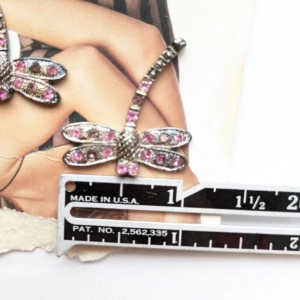 VTG 1999 Cosmopolitan Dragonfly Hair Clips Rhinestone Barrettes Y2K 90s NOS Pair
